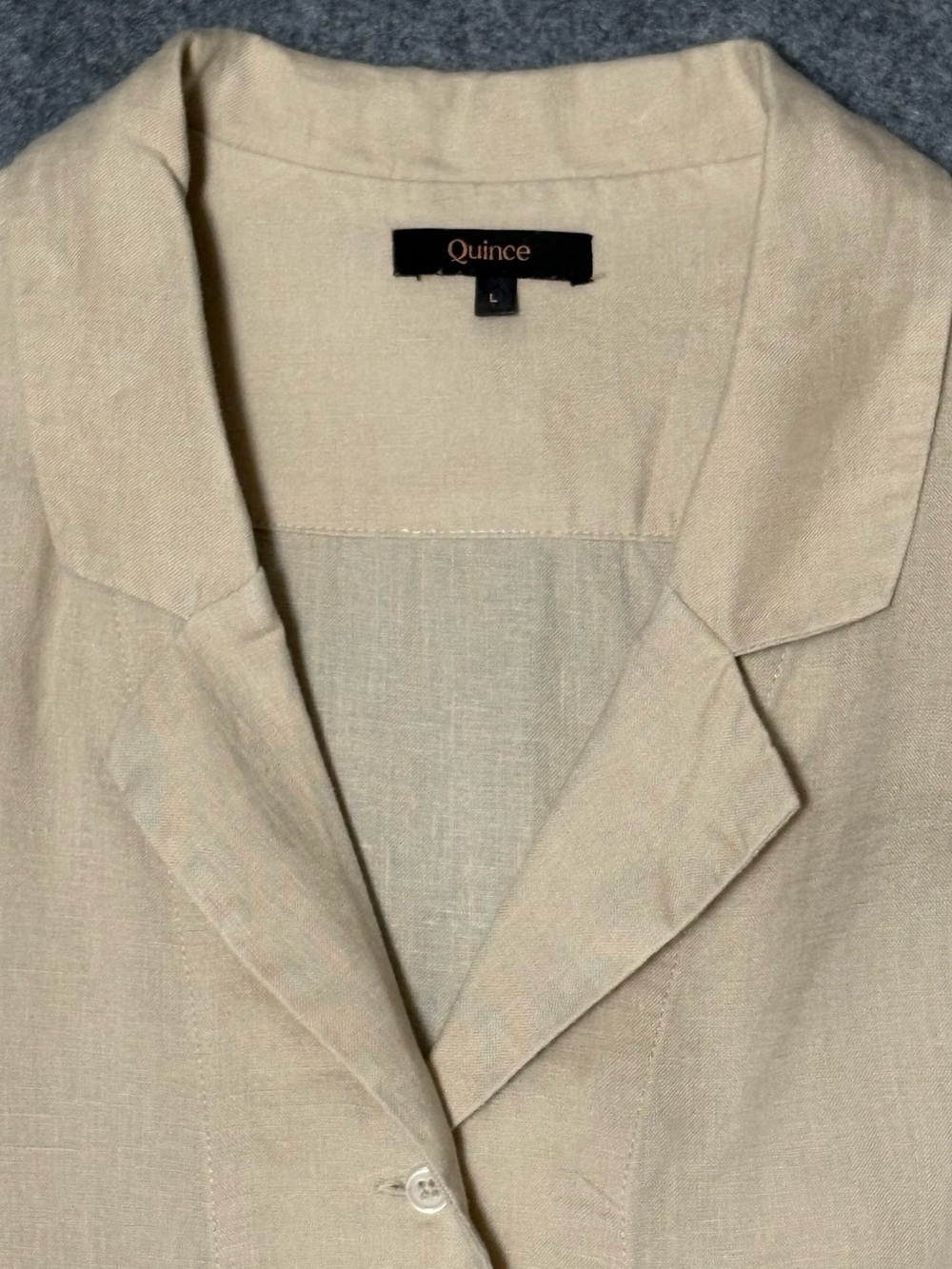 Quince Womens Flax Linen Button Shirt L Relaxed Oversized Boxy Top Driftwood - Picture 2 of 9